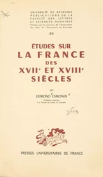 Études sur la France des XVIIe et XVIIIe siècles