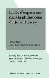 L'idée d'expérience dans la philosophie de John Dewey