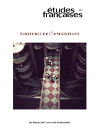 Études françaises. Volume 45, numéro 1, 2009