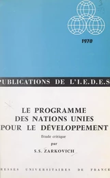 Le programme des Nations Unies pour le développement