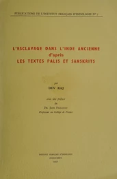 L'esclavage dans l'Inde ancienne d'après les textes palis et sanskrits