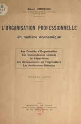 L'organisation professionnelle en matière économique