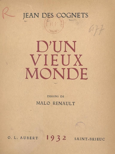 D'un vieux monde - Jean des Cognets - FeniXX réédition numérique