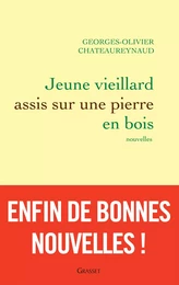 Jeune vieillard assis sur une pierre en bois