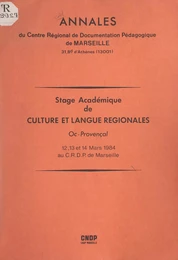 Stage académique de culture et langue régionales : Oc-provençal