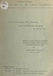 De la vaine pâture, dite coutumière, dans le département du Doubs de 1810 à 1914