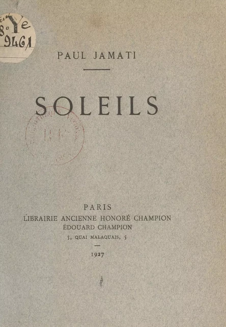 Soleils - Paul Jamati - FeniXX réédition numérique