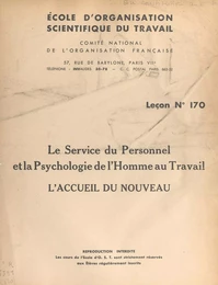 Le service du personnel et la psychologie de l'homme au travail