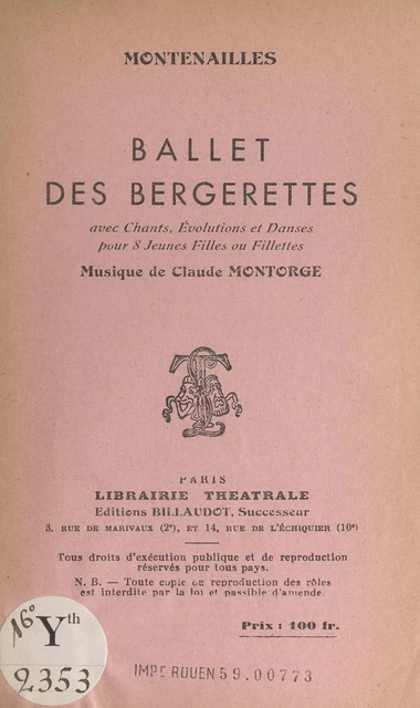 Ballet des bergerettes -  Montenailles - FeniXX réédition numérique