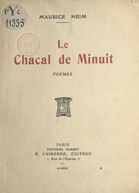 Le chacal de minuit - Maurice Heim - FeniXX réédition numérique