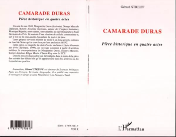 Camarade Duras - Gérard Streiff - Editions L'Harmattan