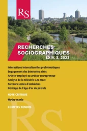 Recherches sociographiques. Volume 64, numéro 3, septembre–décembre 2023